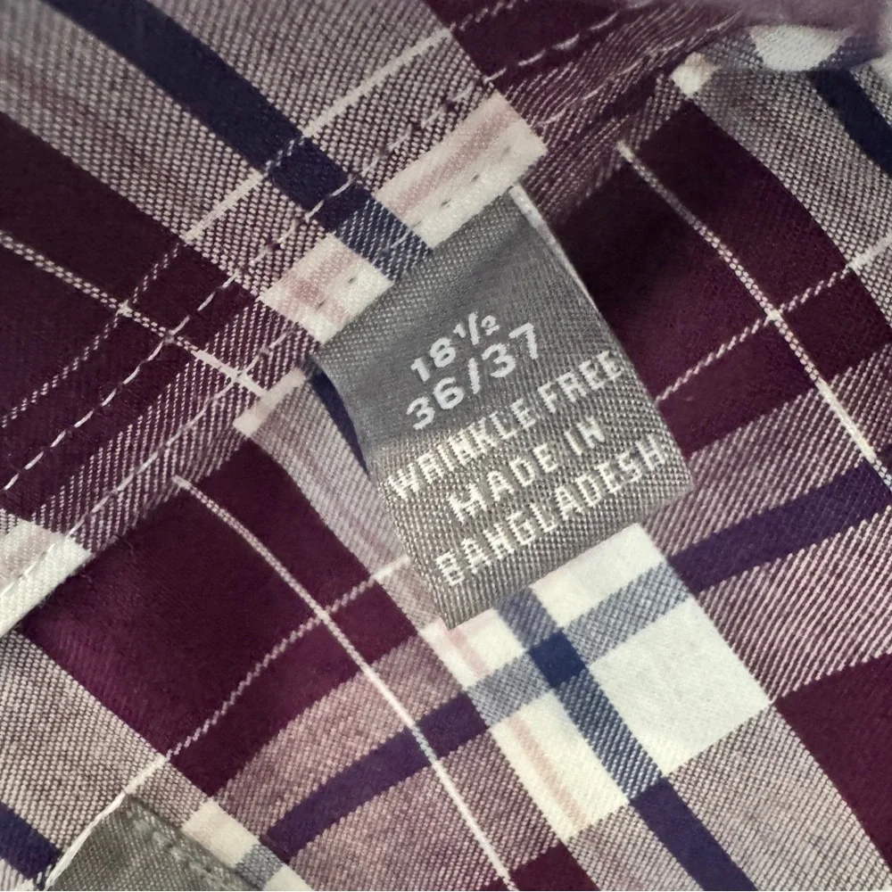 Michael Kors Tall Fit Airsoft Stretch Plaid Button Down Shirt 18 1/2 36/37 - Picture 9 of 9